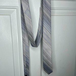 Calibrate Silk Tie Silver/Blue Skinny Striped